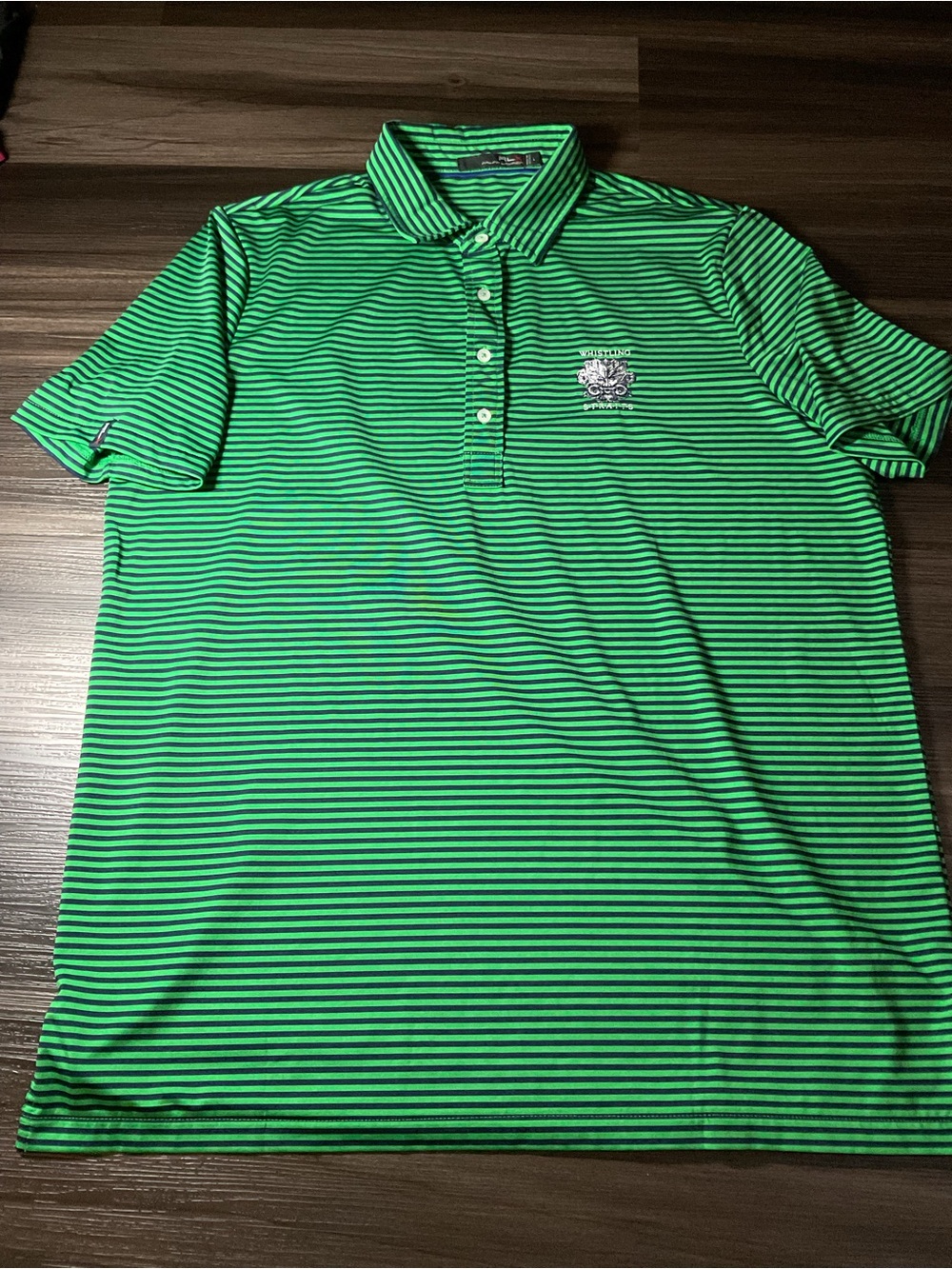 RLX Ralph Lauren Green and Blue Striped Polo Whistling Straits Size L